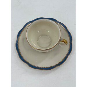KPM Germany Blue & Gold Trimmed Porcelain Teacup &‎ Saucer Set